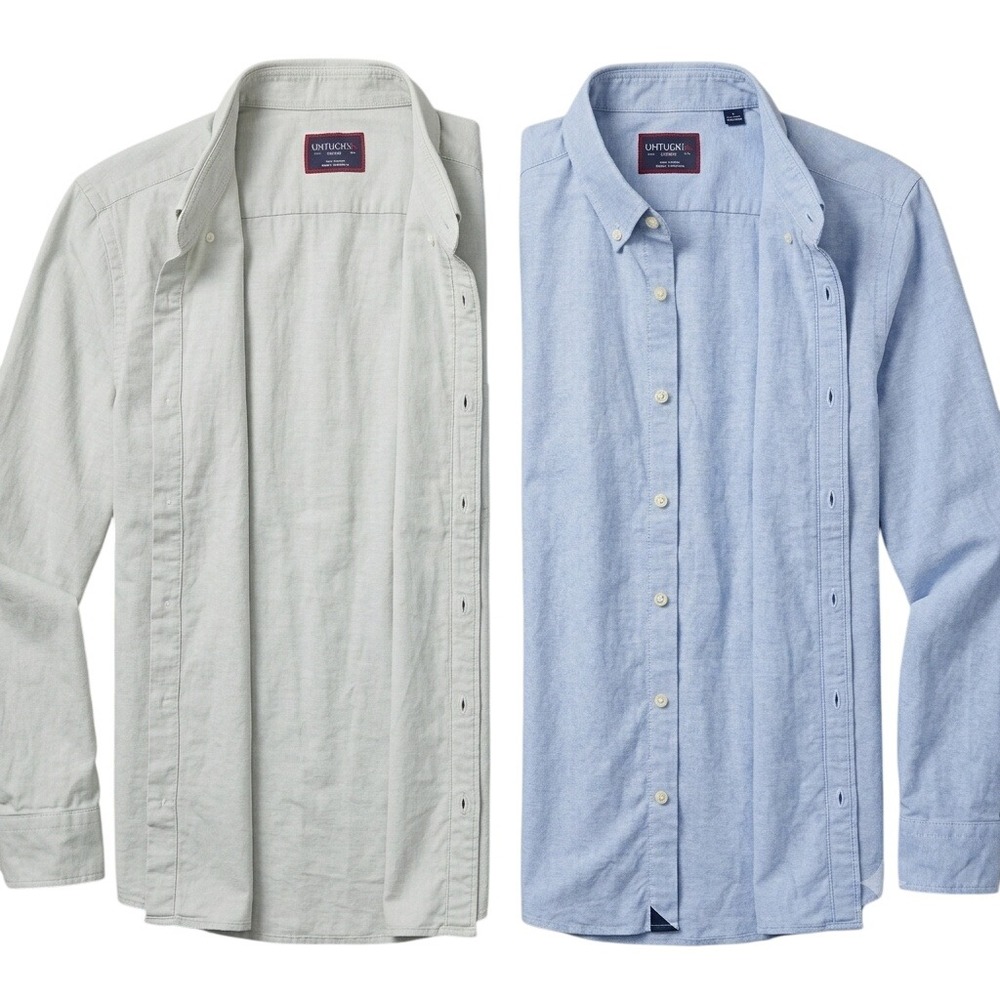 Lot of 2 UNTUCKit Shirts Mens Large Long Sleeve Button Down Cotton Blue Gray L